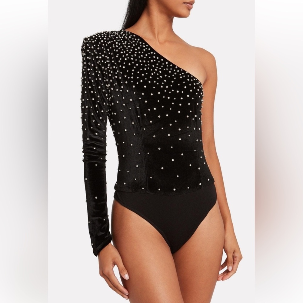 Retrofete black velour bodysuit with gemstones size small New with tags